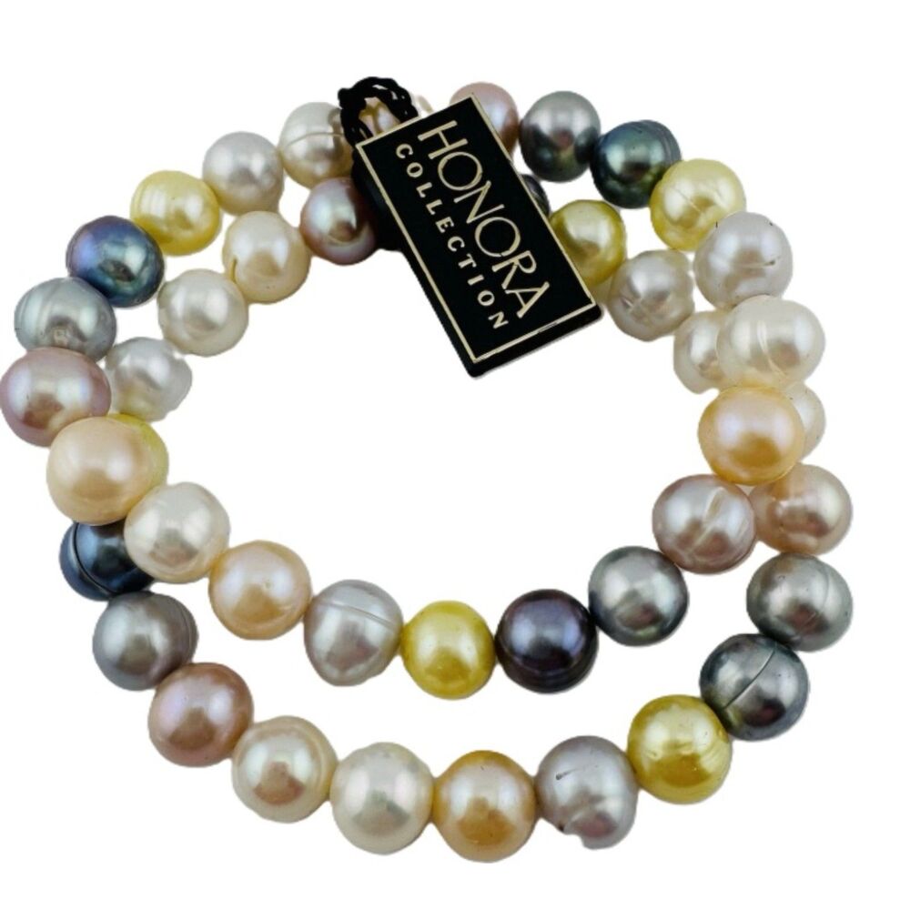 NIB* Vintage HONORA Collection Freshwater Baroque "2" Pearl Stretch Bracelet